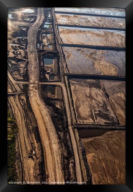 Aerial Ft McMurray surface mining Oilsands Alberta Canada  Framed Print by Spotmatik 