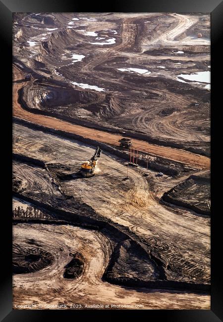 Aerial Oilsands Industrial surface mining site Alberta Canada Framed Print by Spotmatik 