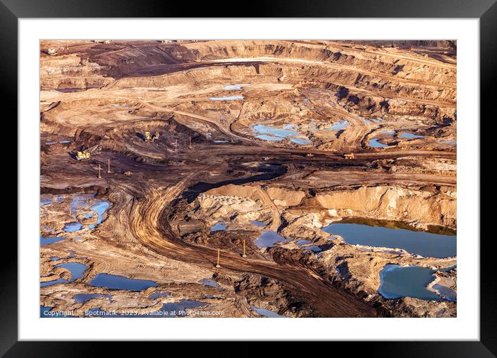 Aerial Alberta mining area large dump carrying Oilsand Framed Mounted Print by Spotmatik 