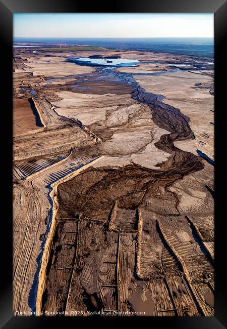 Aerial Oil Sands river near Ft Mc Murray Canada  Framed Print by Spotmatik 