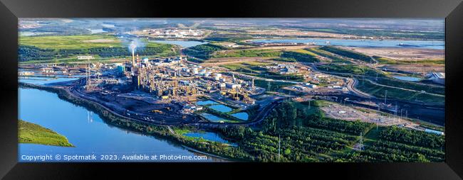 Aerial Panorama Canadian Oil Refinery Athabasca river Alberta Framed Print by Spotmatik 