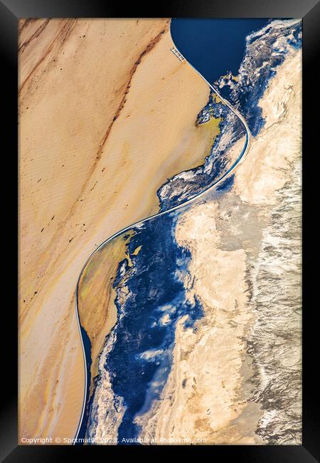 Aerial abstract art graphic image Tailing pond Oil Framed Print by Spotmatik 