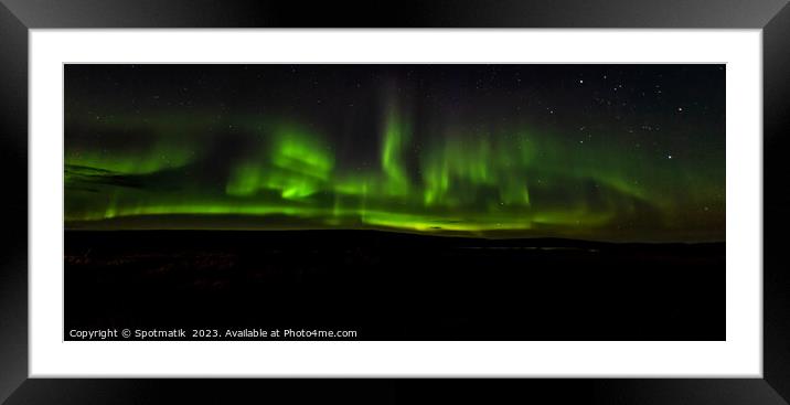 Aerial Panorama view of Aurora Borealis Northern lights  Framed Mounted Print by Spotmatik 