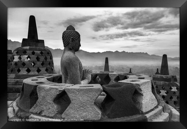 Borobudur Java Hinduism and Buddhism Statues Indonesia Asia Framed Print by Spotmatik 