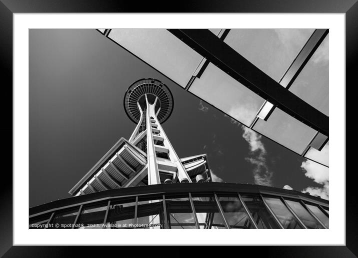 Seattle Space Needle tower and observation deck USA Framed Mounted Print by Spotmatik 