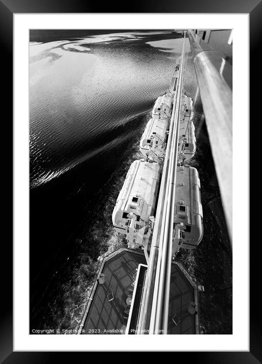 View of Cruise Ship lifeboats from balcony Norway  Framed Mounted Print by Spotmatik 