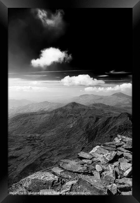Snowdon Wales remote scenic sunlight mountain view Europe Framed Print by Spotmatik 