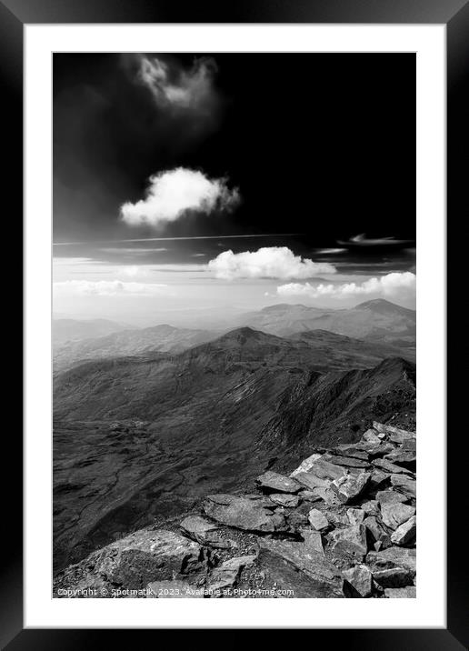 Snowdon Wales remote scenic sunlight mountain view Europe Framed Mounted Print by Spotmatik 
