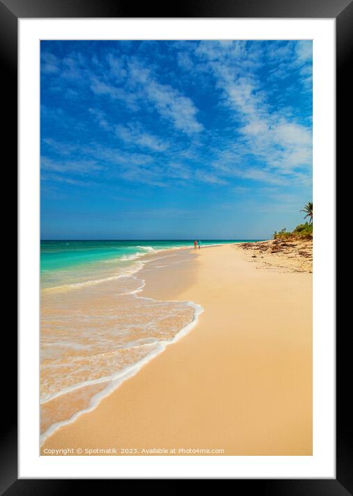 Tropical ocean waves on paradise island beach Bahamas Framed Mounted Print by Spotmatik 