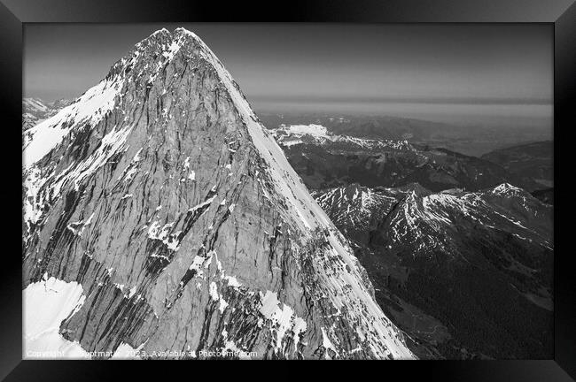 Aerial view of Switzerland mountain Peak Jungfrau Framed Print by Spotmatik 
