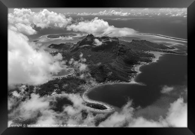 Aerial Bora Bora Island French Polynesia Pacific Atoll  Framed Print by Spotmatik 