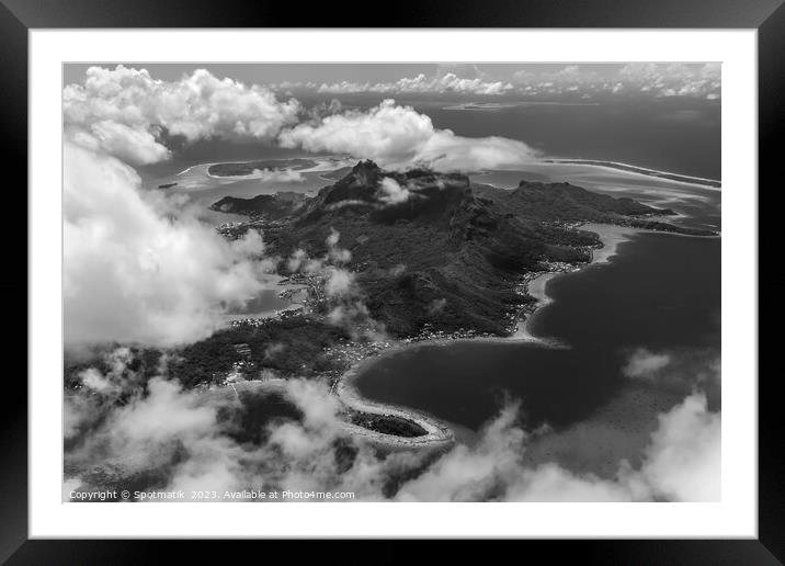 Aerial Bora Bora Island French Polynesia Pacific Atoll  Framed Mounted Print by Spotmatik 