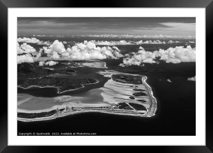 Aerial Bora Bora a luxury Tahitian Pacific Island  Framed Mounted Print by Spotmatik 