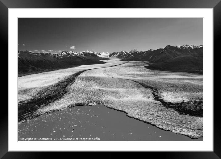 Aerial view Alaska USA Knik glacier Chugach Mountains  Framed Mounted Print by Spotmatik 