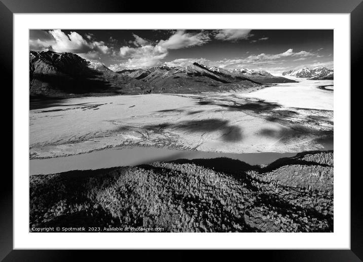 Aerial Alaskan view Knik glacier Chugach Mountains USA Framed Mounted Print by Spotmatik 