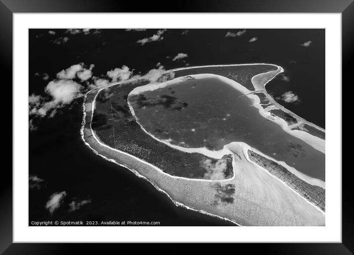 Aerial Tupai Bora Bora Tahaa Society Islands Pacific  Framed Mounted Print by Spotmatik 