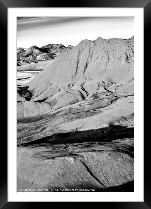 Aerial view of Landmannalaugar National Park Wilderness Iceland  Framed Mounted Print by Spotmatik 