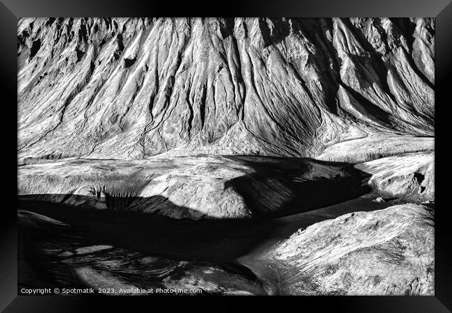 Aerial volcanic landscape Wilderness Landmannalaugar Framed Print by Spotmatik 