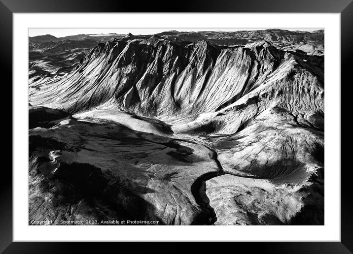 Aerial Iceland Landmannalaugar National Park volcano Framed Mounted Print by Spotmatik 