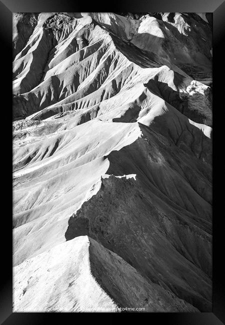 Aerial of Icelandic Landmannalaugar mineral rich volcano Framed Print by Spotmatik 