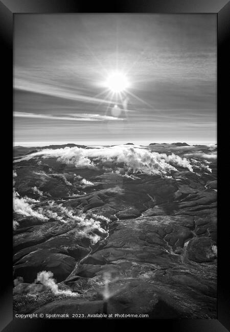 Aerial hot springs fissures Iceland hiking destination  Framed Print by Spotmatik 