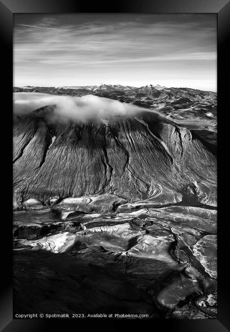 Aerial view of Icelandic volcanic landscape Europe Framed Print by Spotmatik 