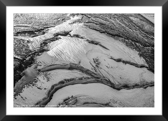 Aerial Icelandic volcanic frozen glacial river meltwater Framed Mounted Print by Spotmatik 