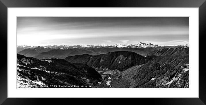 Aerial Panorama of snow covered mountains Vancouver Canada Framed Mounted Print by Spotmatik 