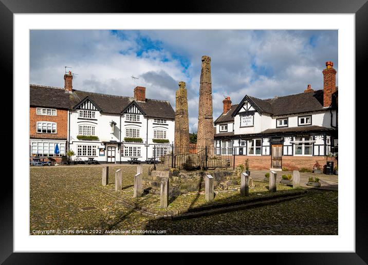 Saxon crosses in town centre of Sandbach Framed Mounted Print by Chris Brink