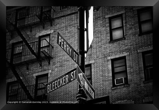 Bleeker and Perry, NYC Framed Print by Cameron Gormley