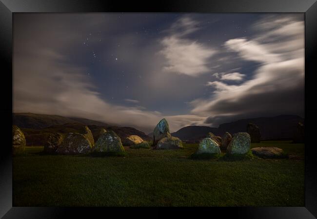 Castlerigg Stone Circle by night Framed Print by Gosia Niemczura