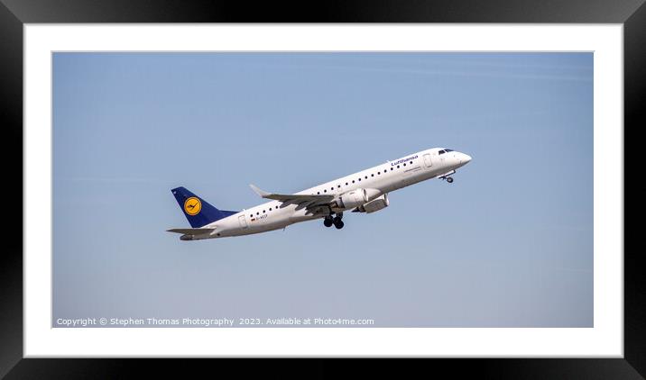 Lufthansa D-AECF Embraer ERJ-190's Enthralling Tak Framed Mounted Print by Stephen Thomas Photography 
