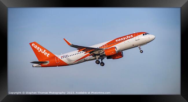 easyJet HB-JXM Airbus A320-214 Aircraft taking off Framed Print by Stephen Thomas Photography 