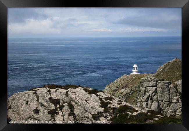 Northern Beacon Amidst Lundy's Rugged Terrain Framed Print by Stephen Thomas Photography 