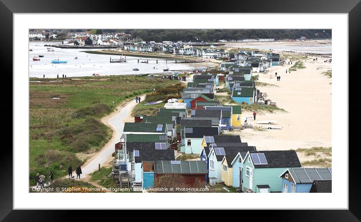 Beach Huts from Hengistbury Head to Mudeford Quay  Framed Mounted Print by Stephen Thomas Photography 