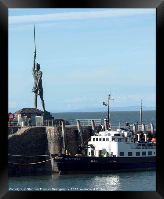 Damien Hirst's Verity Statue at Ilfracombe Harbour Framed Print by Stephen Thomas Photography 