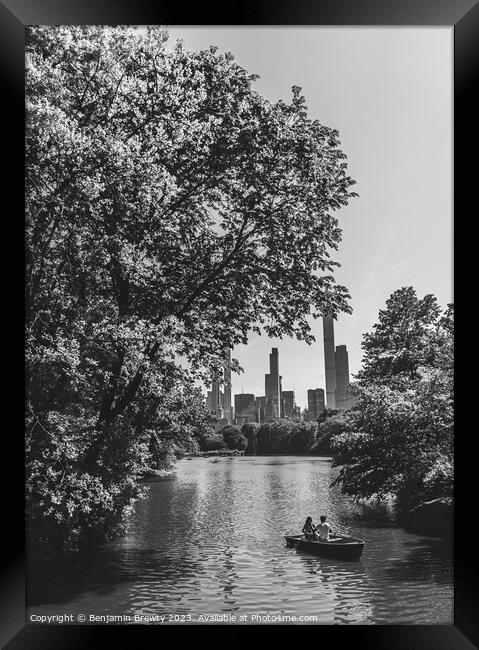 Black & White Central Park  Framed Print by Benjamin Brewty