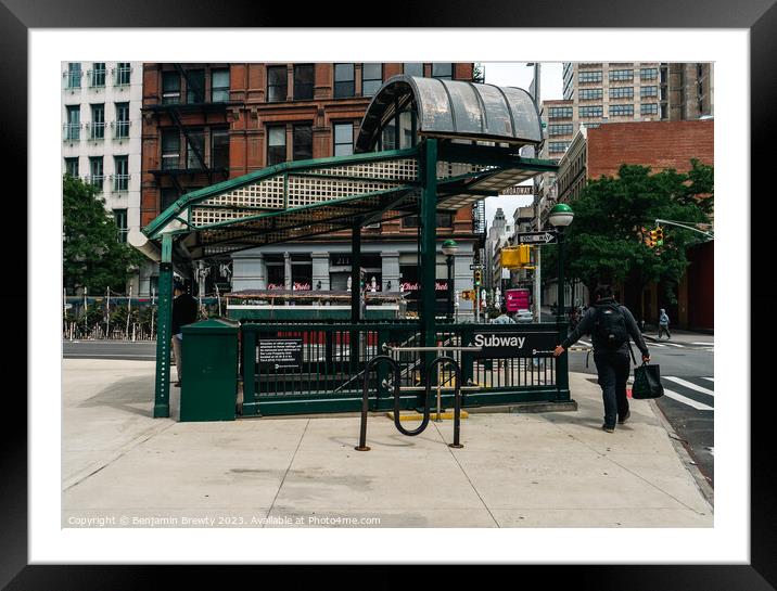 New York City Subway Station Framed Mounted Print by Benjamin Brewty