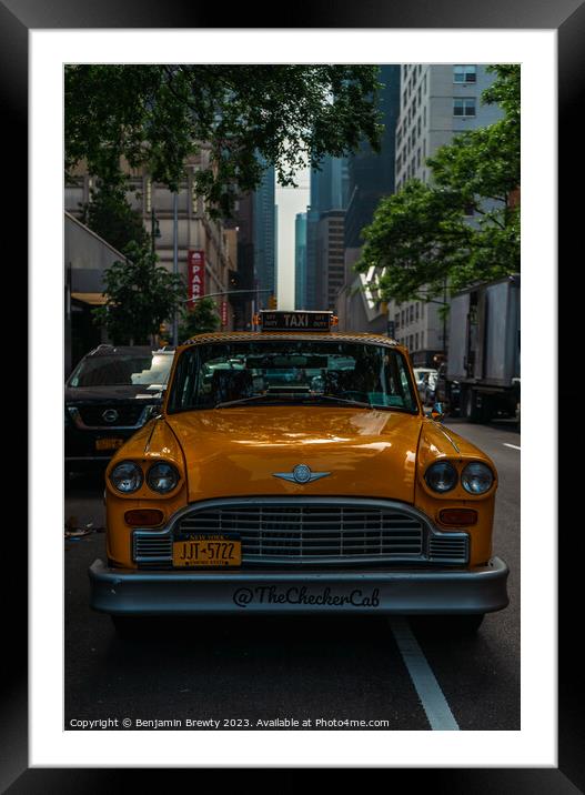 New York Yellow Taxi  Framed Mounted Print by Benjamin Brewty