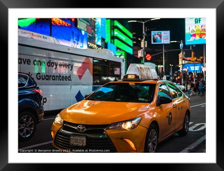 Yellow Taxi  Framed Mounted Print by Benjamin Brewty