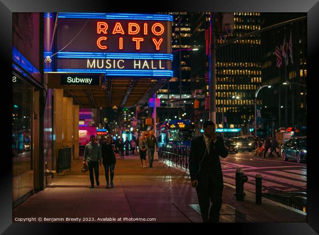 Radio City Music Hall Street Photography Framed Print by Benjamin Brewty