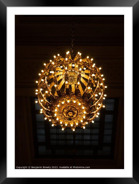 Grand Central Terminal Chandeliers Framed Mounted Print by Benjamin Brewty