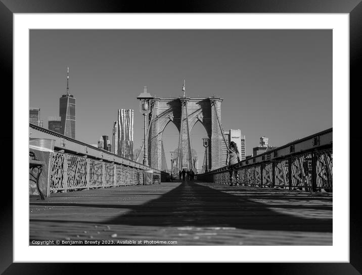 Brooklyn Bridge  Framed Mounted Print by Benjamin Brewty