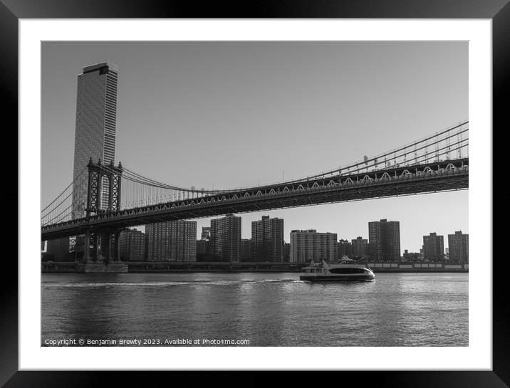 Black & White NYC Skyline  Framed Mounted Print by Benjamin Brewty