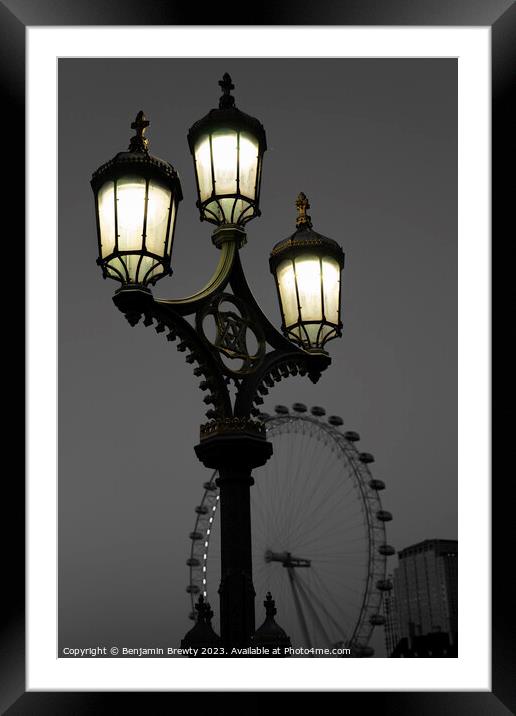 London Street Lamps  Framed Mounted Print by Benjamin Brewty