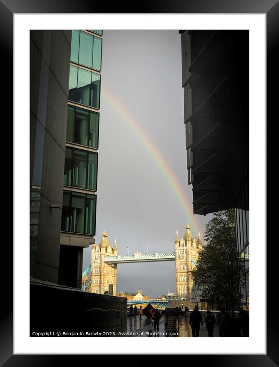 Tower Bridge Rainbow  Framed Mounted Print by Benjamin Brewty