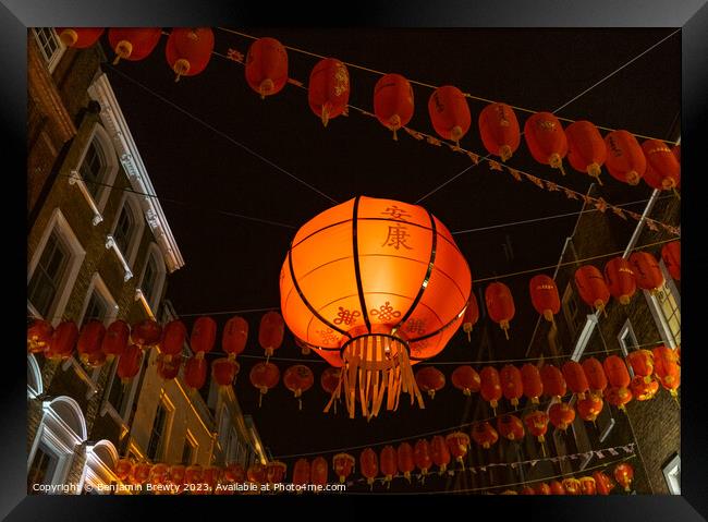 Chinatown Lantern  Framed Print by Benjamin Brewty