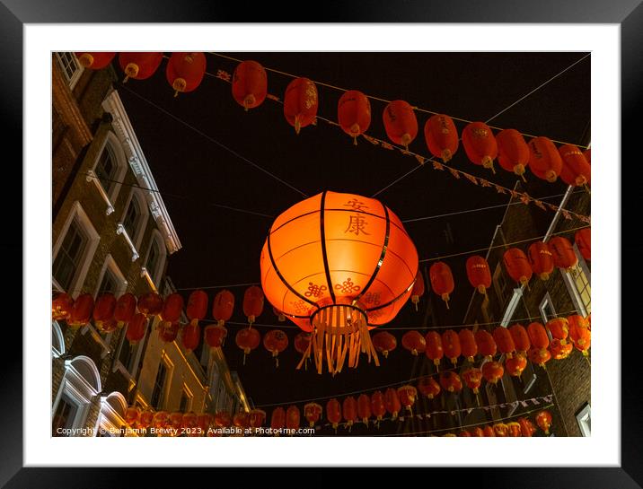 Chinatown Lantern  Framed Mounted Print by Benjamin Brewty