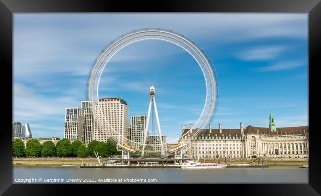 London Eye Long Exposure  Framed Print by Benjamin Brewty