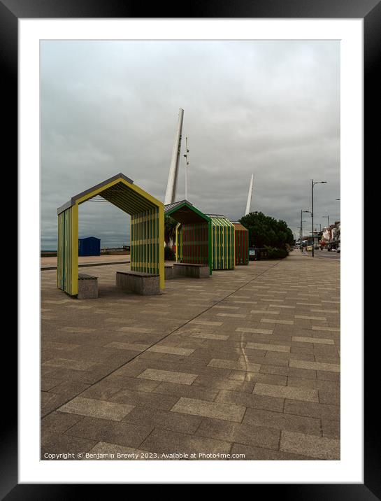 Southend Beach Huts Framed Mounted Print by Benjamin Brewty